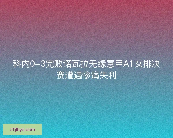 科内0-3完败诺瓦拉无缘意甲A1女排决赛遭遇惨痛失利